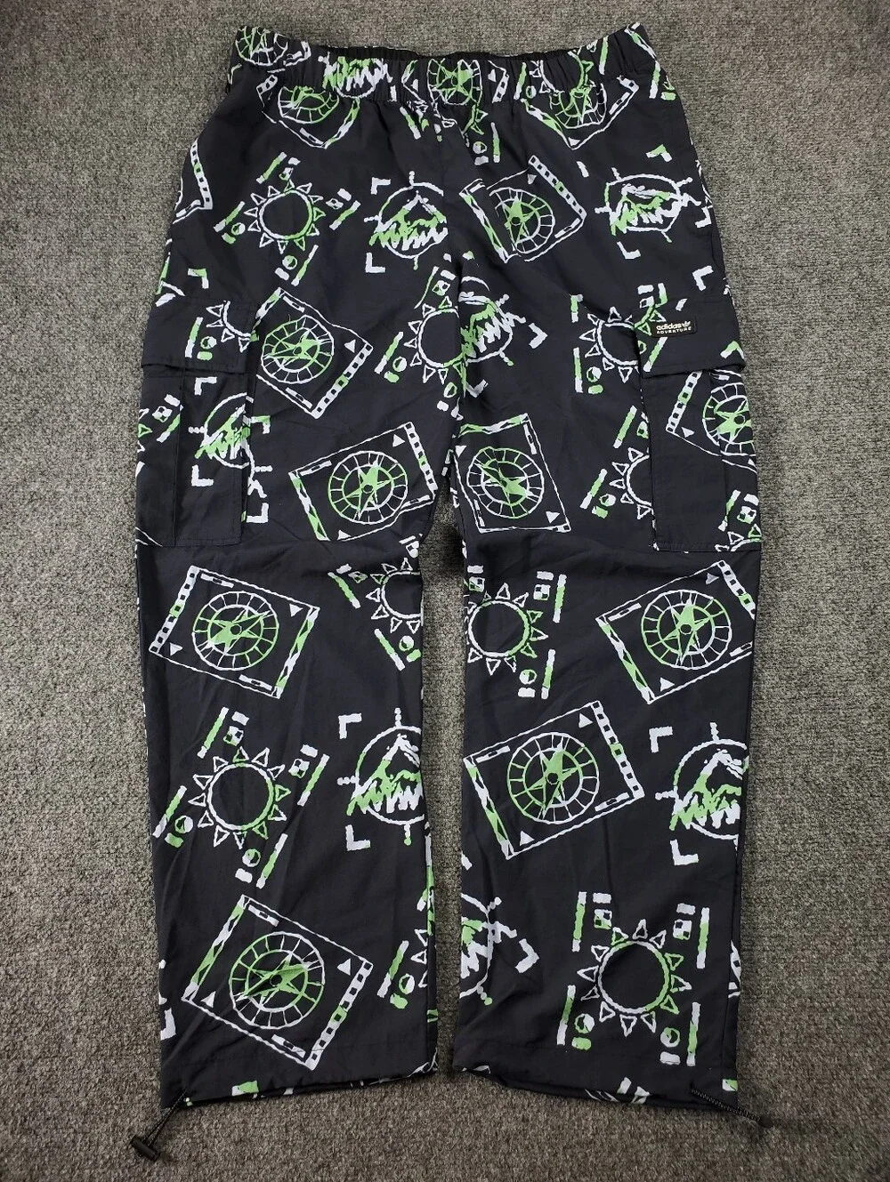 Adidas Originals Adventure All Over Print Cargo Pants XL Black Green Compass